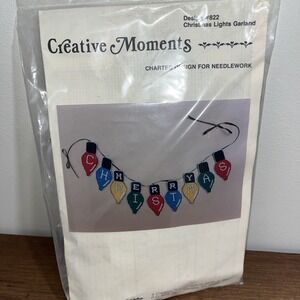 Creative Moments Garland Cross Stitch Kit Needlework 822 Vintage Merry Christmas